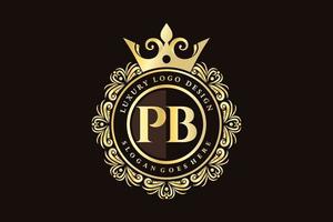 pb letra inicial oro caligráfico femenino floral dibujado a mano monograma heráldico antiguo estilo vintage lujo diseño de logotipo vector premium
