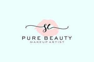 Initial SE Watercolor Lips Premade Logo Design, Logo for Makeup Artist Business Branding, Blush Beauty Boutique Logo Design, Calligraphy Logo with creative template. vector