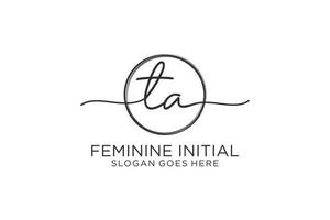 Initial TA handwriting logo with circle template vector logo of initial signature, wedding, fashion, floral and botanical with creative template.