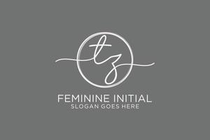 Initial TZ handwriting logo with circle template vector logo of initial signature, wedding, fashion, floral and botanical with creative template.