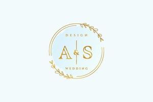 Initial AS beauty monogram and elegant logo design handwriting logo of initial signature, wedding, fashion, floral and botanical with creative template. vector