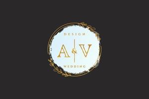 Initial AV beauty monogram and elegant logo design handwriting logo of initial signature, wedding, fashion, floral and botanical with creative template. vector