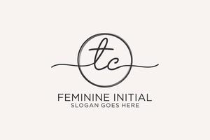 Initial TC handwriting logo with circle template vector logo of initial signature, wedding, fashion, floral and botanical with creative template.