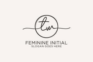 Initial TW handwriting logo with circle template vector logo of initial signature, wedding, fashion, floral and botanical with creative template.