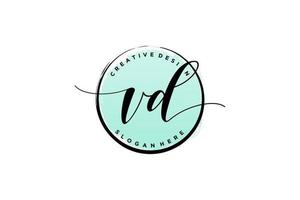 Initial VD handwriting logo with circle template vector signature, wedding, fashion, floral and botanical with creative template.