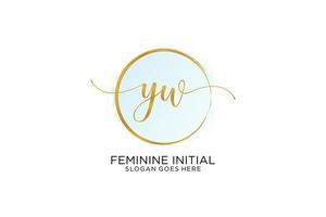 Initial YW handwriting logo with circle template vector signature, wedding, fashion, floral and botanical with creative template.