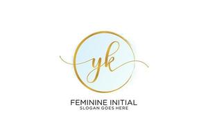 Initial YK handwriting logo with circle template vector signature, wedding, fashion, floral and botanical with creative template.