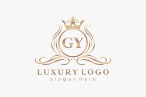 plantilla de logotipo de lujo real de letra gy inicial en arte vectorial para restaurante, realeza, boutique, cafetería, hotel, heráldica, joyería, moda y otras ilustraciones vectoriales. vector