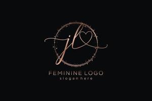 Initial JL handwriting logo with circle template vector logo of initial wedding, fashion, floral and botanical with creative template.