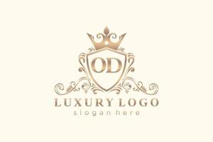 Initial OD Letter Royal Luxury Logo template in vector art for Restaurant, Royalty, Boutique, Cafe, Hotel, Heraldic, Jewelry, Fashion and other vector illustration.