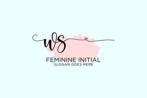 Initial WS beauty monogram and elegant logo design handwriting logo of initial signature, wedding, fashion, floral and botanical with creative template. vector