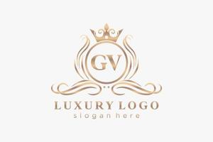 plantilla de logotipo de lujo real de letra gv inicial en arte vectorial para restaurante, realeza, boutique, cafetería, hotel, heráldica, joyería, moda y otras ilustraciones vectoriales. vector