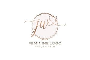 Initial JW handwriting logo with circle template vector logo of initial wedding, fashion, floral and botanical with creative template.