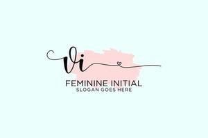 Initial VI beauty monogram and elegant logo design handwriting logo of initial signature, wedding, fashion, floral and botanical with creative template. vector