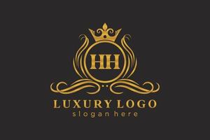 Initial HH Letter Royal Luxury Logo template in vector art for Restaurant, Royalty, Boutique, Cafe, Hotel, Heraldic, Jewelry, Fashion and other vector illustration.