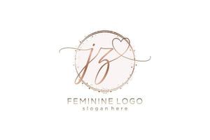 Initial JZ handwriting logo with circle template vector logo of initial wedding, fashion, floral and botanical with creative template.