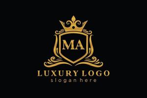 Initial MA Letter Royal Luxury Logo template in vector art for Restaurant, Royalty, Boutique, Cafe, Hotel, Heraldic, Jewelry, Fashion and other vector illustration.