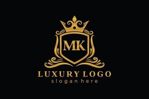 Initial MK Letter Royal Luxury Logo template in vector art for Restaurant, Royalty, Boutique, Cafe, Hotel, Heraldic, Jewelry, Fashion and other vector illustration.