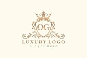 Initial OG Letter Royal Luxury Logo template in vector art for Restaurant, Royalty, Boutique, Cafe, Hotel, Heraldic, Jewelry, Fashion and other vector illustration.