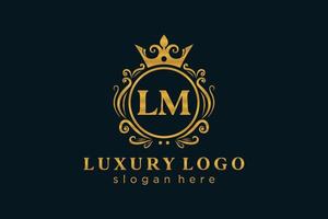 Initial LM Letter Royal Luxury Logo template in vector art for Restaurant, Royalty, Boutique, Cafe, Hotel, Heraldic, Jewelry, Fashion and other vector illustration.