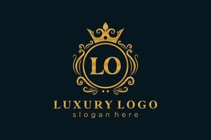 Initial LO Letter Royal Luxury Logo template in vector art for Restaurant, Royalty, Boutique, Cafe, Hotel, Heraldic, Jewelry, Fashion and other vector illustration.