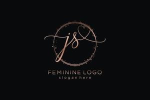 Initial JS handwriting logo with circle template vector logo of initial wedding, fashion, floral and botanical with creative template.
