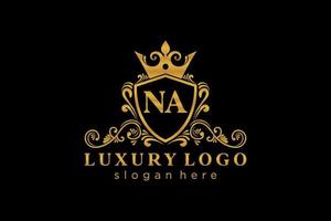 Initial NA Letter Royal Luxury Logo template in vector art for Restaurant, Royalty, Boutique, Cafe, Hotel, Heraldic, Jewelry, Fashion and other vector illustration.