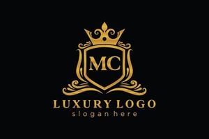 Initial MC Letter Royal Luxury Logo template in vector art for Restaurant, Royalty, Boutique, Cafe, Hotel, Heraldic, Jewelry, Fashion and other vector illustration.