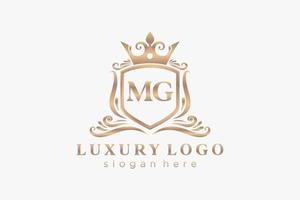 Initial MG Letter Royal Luxury Logo template in vector art for Restaurant, Royalty, Boutique, Cafe, Hotel, Heraldic, Jewelry, Fashion and other vector illustration.