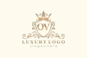 Initial OV Letter Royal Luxury Logo template in vector art for Restaurant, Royalty, Boutique, Cafe, Hotel, Heraldic, Jewelry, Fashion and other vector illustration.