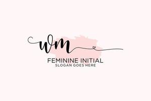 Initial WM beauty monogram and elegant logo design handwriting logo of initial signature, wedding, fashion, floral and botanical with creative template. vector