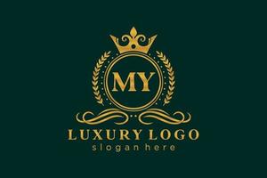 Initial MY Letter Royal Luxury Logo template in vector art for Restaurant, Royalty, Boutique, Cafe, Hotel, Heraldic, Jewelry, Fashion and other vector illustration.