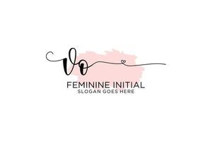 Initial VO beauty monogram and elegant logo design handwriting logo of initial signature, wedding, fashion, floral and botanical with creative template. vector