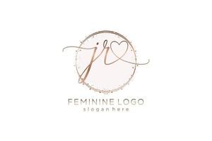 Initial JR handwriting logo with circle template vector logo of initial wedding, fashion, floral and botanical with creative template.