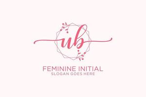 Initial UB beauty monogram and elegant logo design handwriting logo of initial signature, wedding, fashion, floral and botanical with creative template. vector