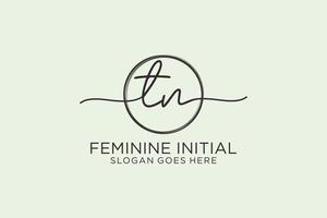 Initial TN handwriting logo with circle template vector logo of initial signature, wedding, fashion, floral and botanical with creative template.