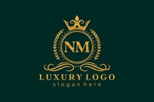 Initial NM Letter Royal Luxury Logo template in vector art for Restaurant, Royalty, Boutique, Cafe, Hotel, Heraldic, Jewelry, Fashion and other vector illustration.