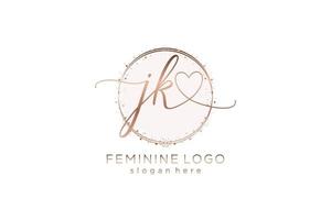 Initial JK handwriting logo with circle template vector logo of initial wedding, fashion, floral and botanical with creative template.