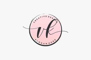 Initial VK handwriting logo with circle template vector signature, wedding, fashion, floral and botanical with creative template.