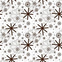 Seamless snowflake Christmas pattern. Seamless vector dark snowflakes of different sizes on transparent background for printing on fabric or wrapping paper.