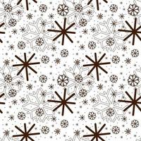 Seamless snowflake Christmas pattern. Seamless vector dark snowflakes of different sizes on transparent background for printing on fabric or wrapping paper.