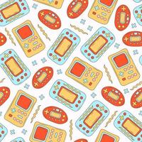 Vintage video game devices seamless pattern vector