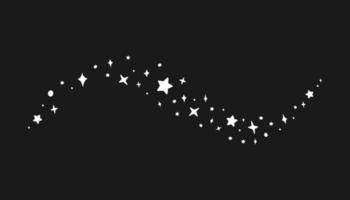 silueta de estrellas mágicas en estilo simple, ilustración vectorial. palo brillante para impresión y diseño, dibujado a mano. cielo nocturno un fondo, hechizo de mago, estrellas de hadas y destellos vector