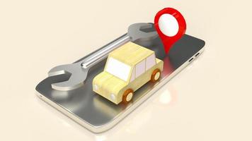 The car and tool on mobile for services  application  3d rendering photo
