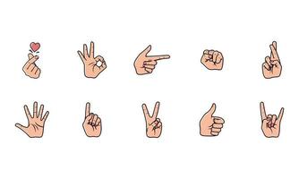 Illustration Of Hand Sign Set List Isolated on a white background vector