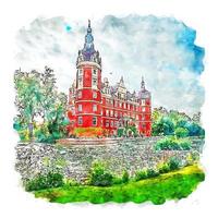 Bad Muskau Germany Watercolor sketch hand drawn illustration vector