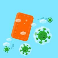 Editable Vector Illustration of Bar Soap Work Against Coronavirus in Flat Style for Artwork Element of Healthcare and Medical Related Design