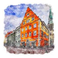 Hanover Germany Watercolor sketch hand drawn illustration vector