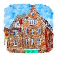 Luneburg Germany Watercolor sketch hand drawn illustration vector