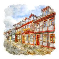 Wernigerode Germany Watercolor sketch hand drawn illustration vector